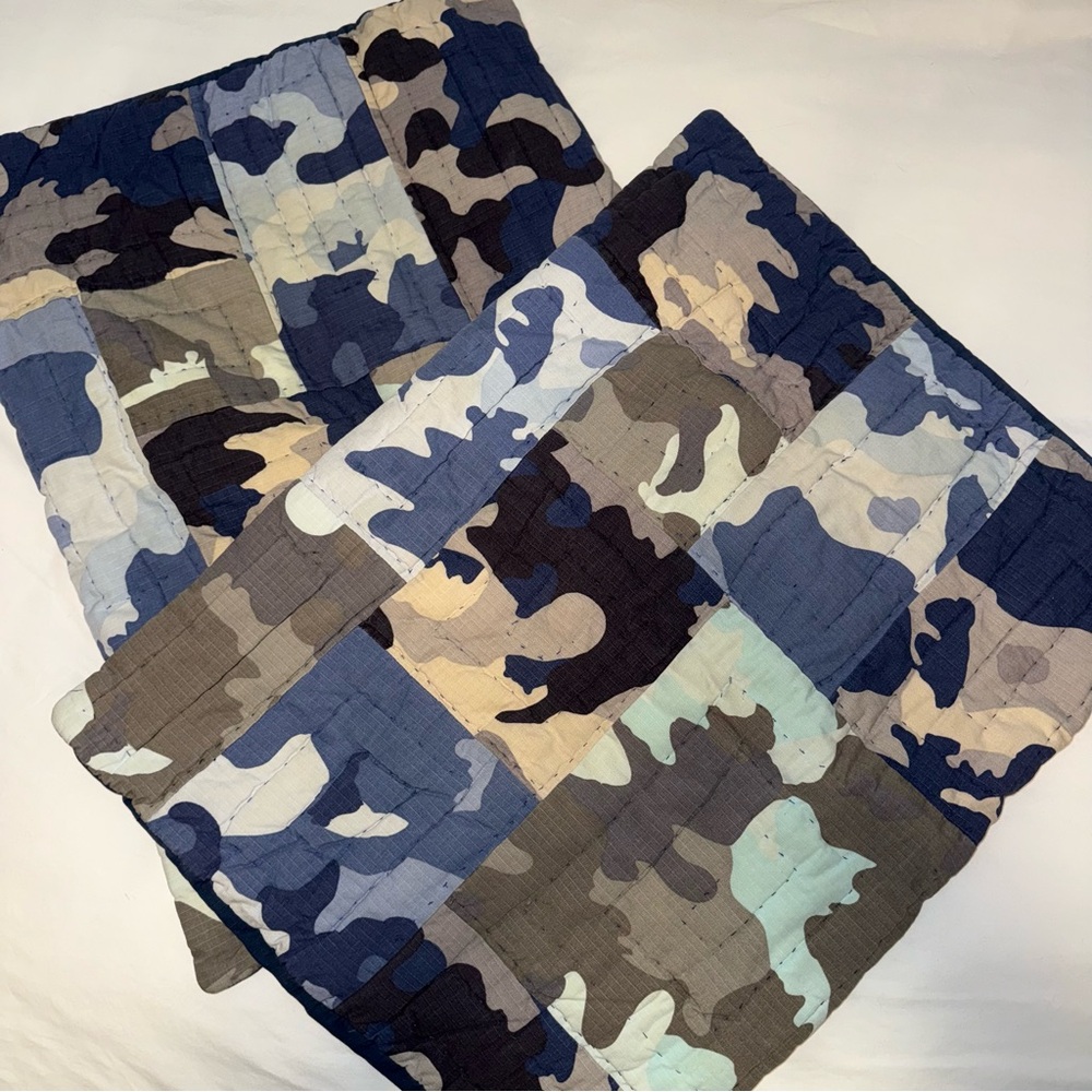 2 Blue camo Pottery Barn teen pillow shams